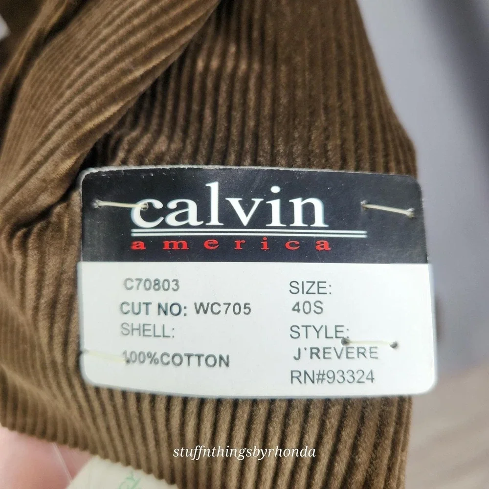 Vintage New With Tags Calvin‎ America Men's Brown Corduroy Blazer Sport Coat 40S